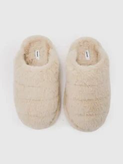 Crème - Reiss Andrea Faux Fur Slippers