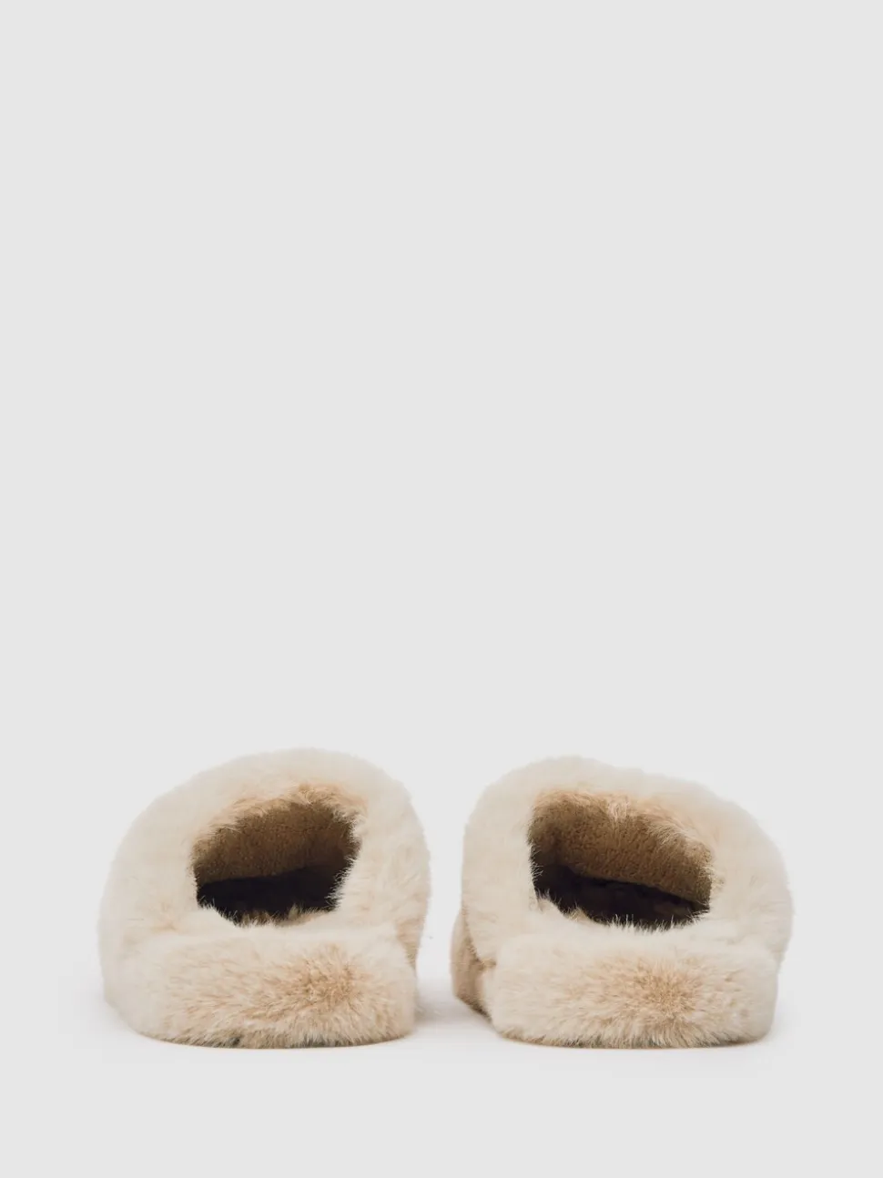 Crème - Reiss Andrea Faux Fur Slippers