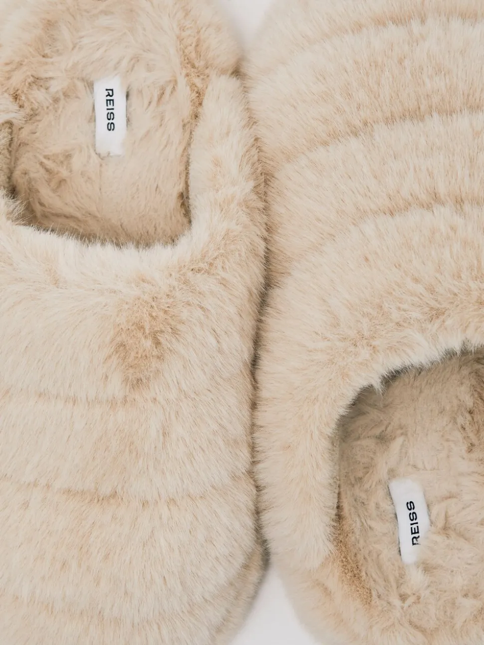Crème - Reiss Andrea Faux Fur Slippers
