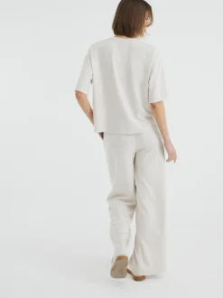 Crème - River Island Premium Wide Leg Joggers