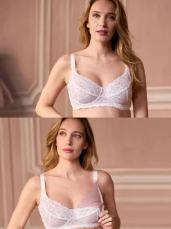 Crème - Seraphine Emelia zwarte kanten voedingsbeha met beugel