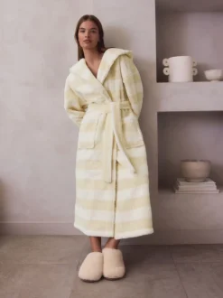 Crème - Textured Stripe Dressing Gown