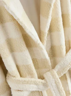 Crème - Textured Stripe Dressing Gown