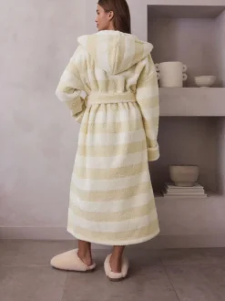 Crème - Textured Stripe Dressing Gown