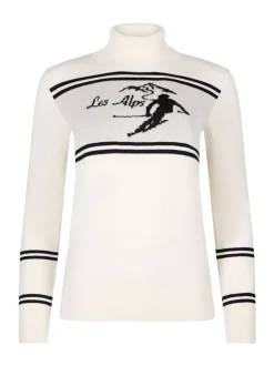 Crème - The Little Tailor 'Les Alps' Slim fit Crème lichte ski-Kerstmis Trui
