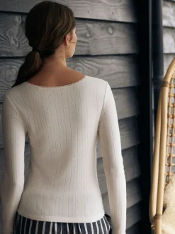 Crème - Thermal Maximum Warmth Cosy Pointelle Long Sleeved Top