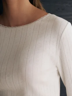 Crème - Thermal Maximum Warmth Cosy Pointelle Long Sleeved Top