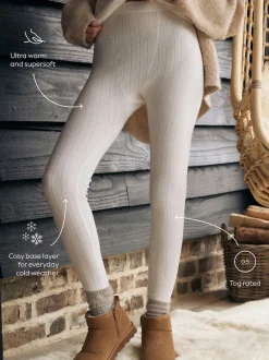 Crème - Thermal Maximum Warmth Cosy Pointelle Leggings