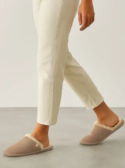 Crème - Totes Isotoner Ladies Real Suede Mules With Water Repellency