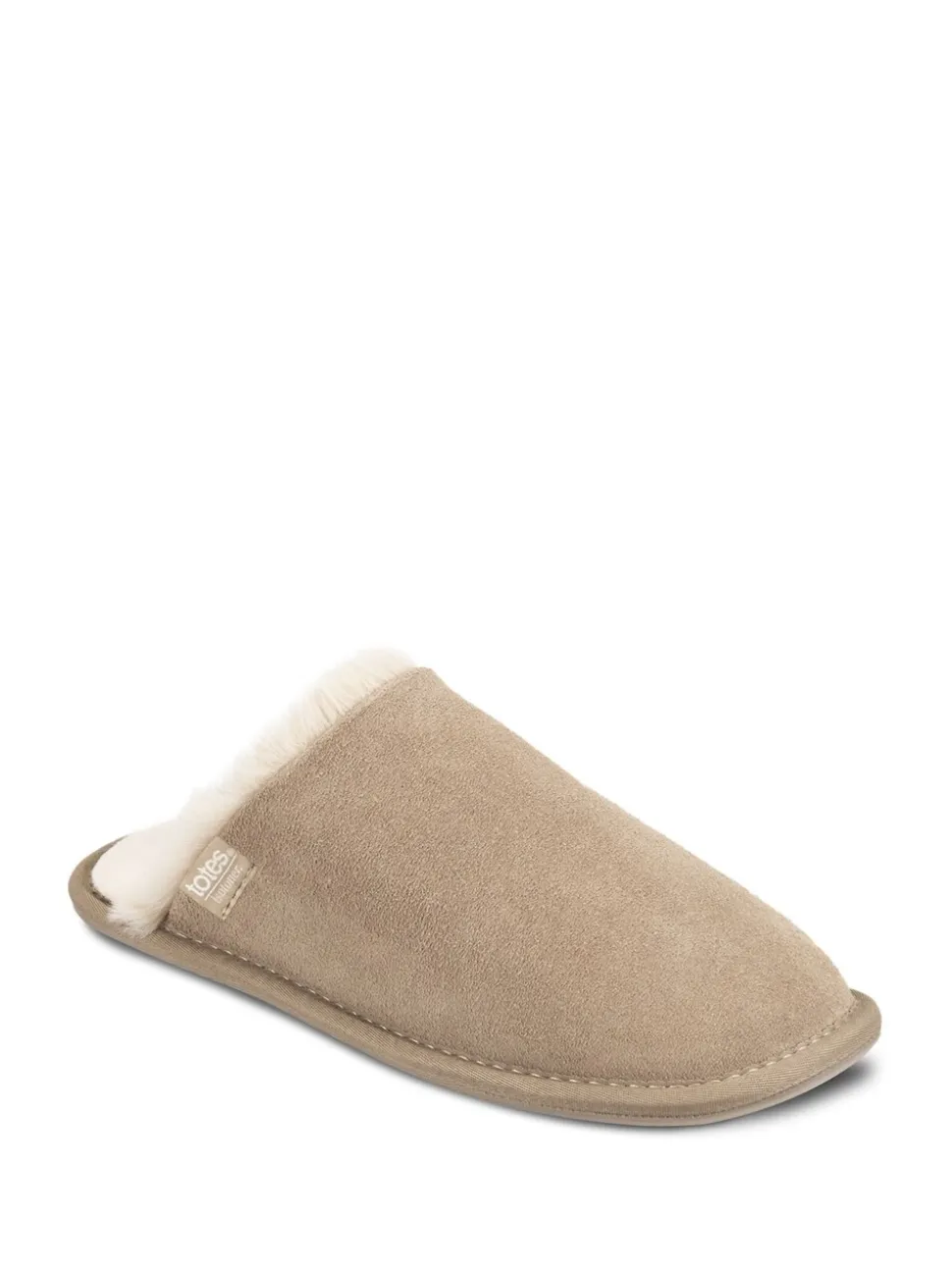 Crème - Totes Isotoner Ladies Real Suede Mules With Water Repellency
