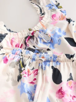 Crème gebloemd - 100% Cotton Vest Short Set Pyjamas