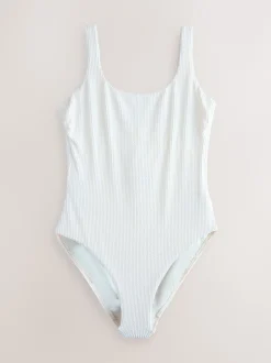 Crème Kreukeltextuur - Bow Back Tummy Control Scoop Swimsuit