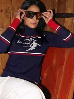 Crème licht - The Little Tailor 'Les Alps' Slim fit Crème lichte ski-Kerstmis Trui