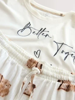 Crème met cavia - Tricot pyjama met korte mouwen