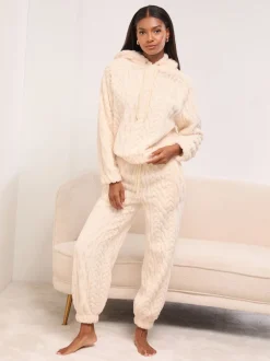 Crème met kabel - Lipsy Cosy Hoodie and Trousers Lounge Set