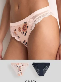 Crème print/marineblauw - Onderbroeken