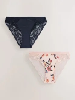 Crème print/marineblauw - Onderbroeken