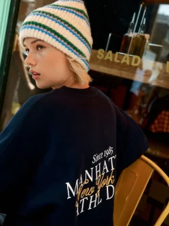 Crèmekleurig/roze/groen - Gebreide beanie-muts