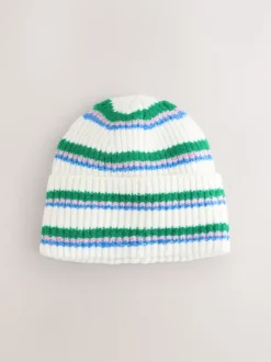 Crèmekleurig/roze/groen - Gebreide beanie-muts