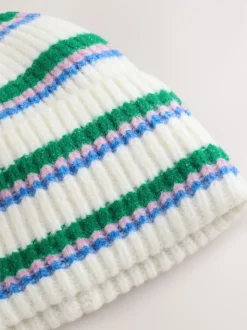Crèmekleurig/roze/groen - Gebreide beanie-muts