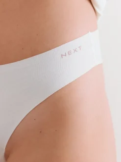 Crème/roze/zwart - Set van 3 slips van katoenmix zonder VPL