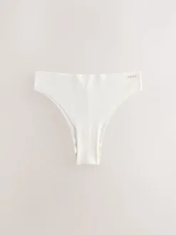 Crème/roze/zwart - Set van 3 slips van katoenmix zonder VPL