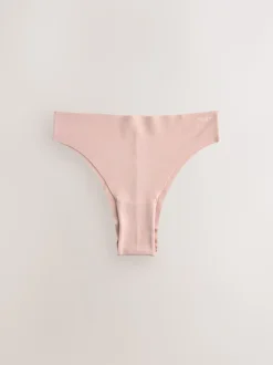 Crème/roze/zwart - Set van 3 slips van katoenmix zonder VPL