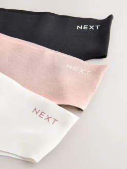 Crème/roze/zwart - Set van 3 slips van katoenmix zonder VPL