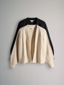 Crème/zwart - The Set 2 Pack Knitted Cable Cardigans