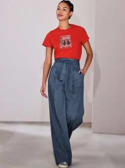 Denim - Superwide Belted Trousers