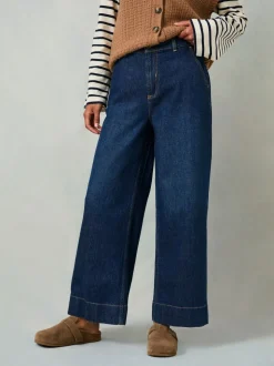 Denim donkerblauw - FatFace jeans met wijde pijpen en cropped model