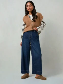 Denim donkerblauw - FatFace jeans met wijde pijpen en cropped model
