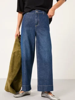 Denim donkerblauw - FatFace jeans met wijde pijpen en cropped model