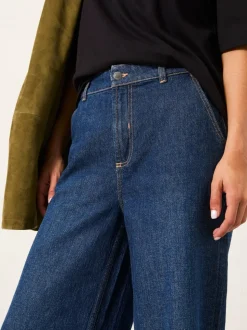 Denim donkerblauw - FatFace jeans met wijde pijpen en cropped model