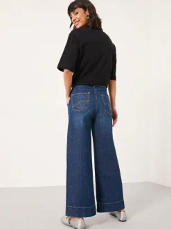 Denim donkerblauw - FatFace jeans met wijde pijpen en cropped model