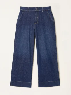 Denim donkerblauw - FatFace jeans met wijde pijpen en cropped model