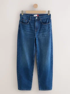 Denim donkerblauw - Jeans met ruime rechte pijpen