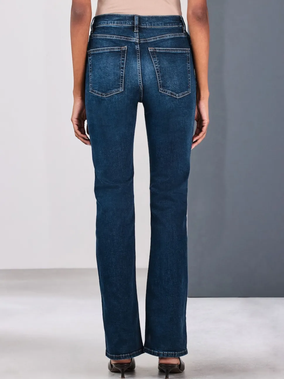 Denim donkerblauw - Mid Rise Stretch Bootcut Jeans