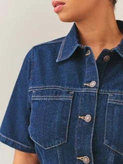 Denim met wassing - Fuller Bust Short Sleeve Fitted Top