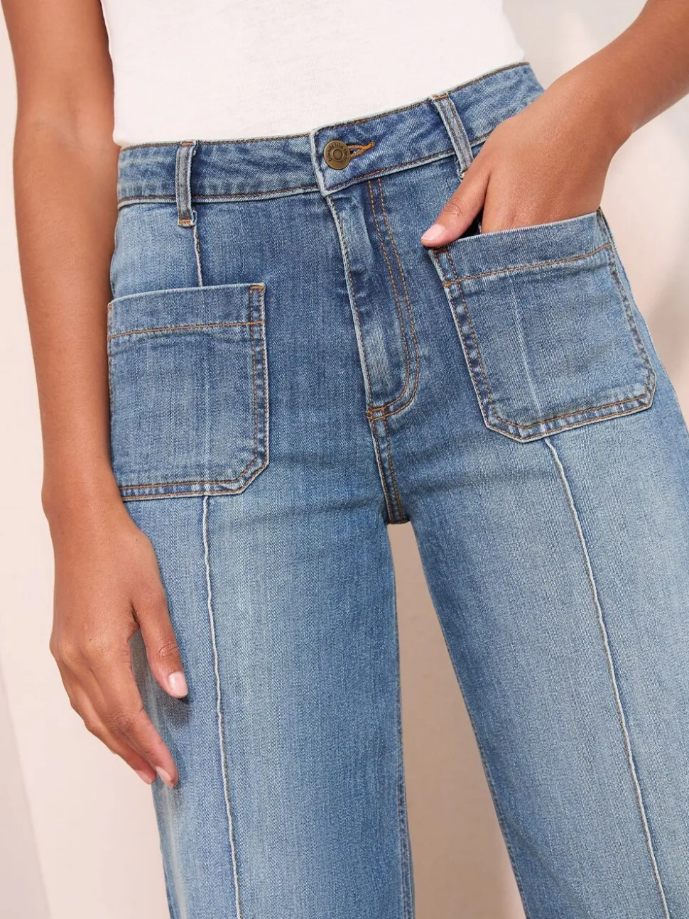 Denim vintage - Friends Like These X Lucy Mecklenburgh alledaagse jeans met wijde pijpen