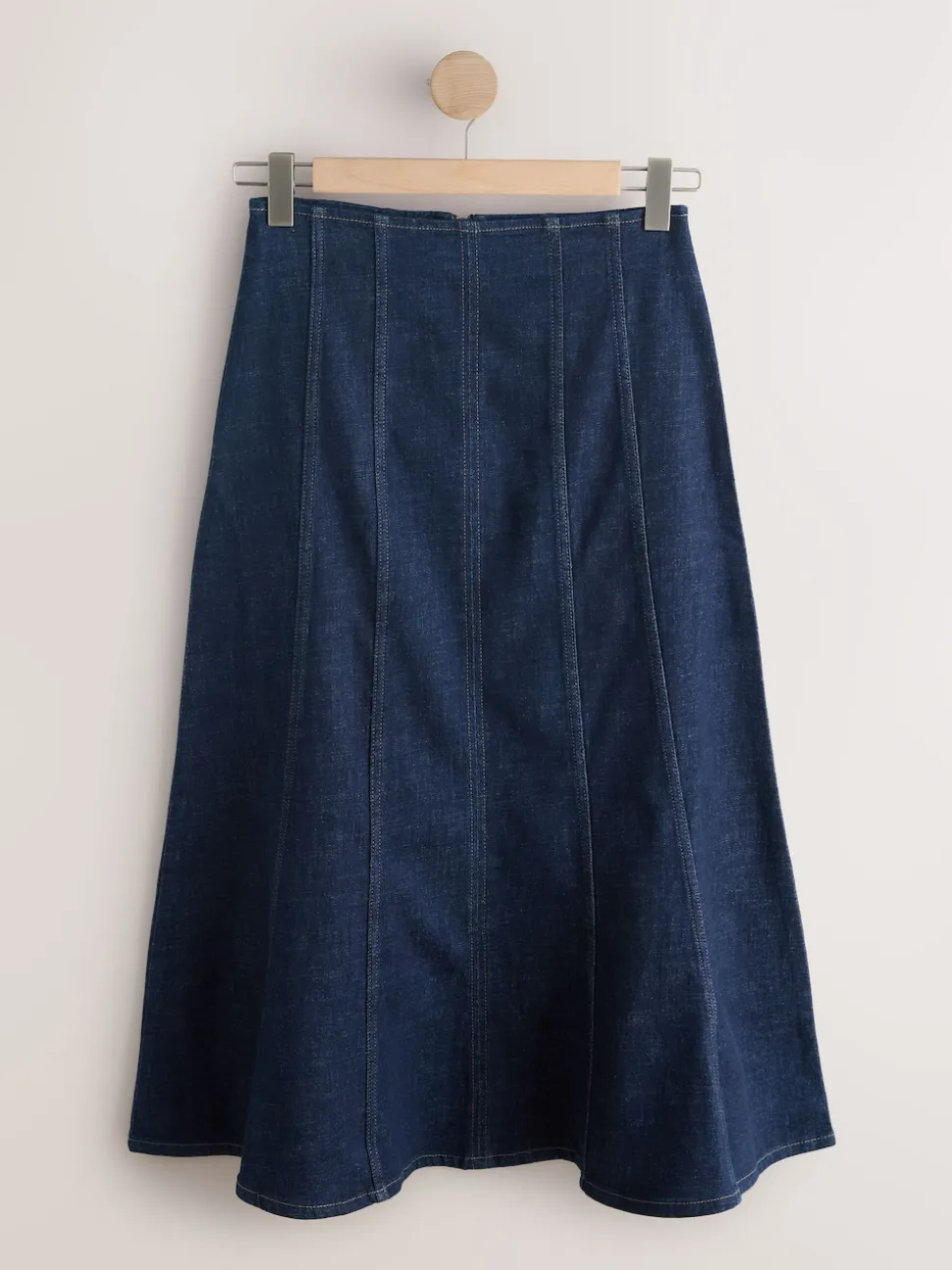 Denim-wassing - Full Seamed Midi Skirt