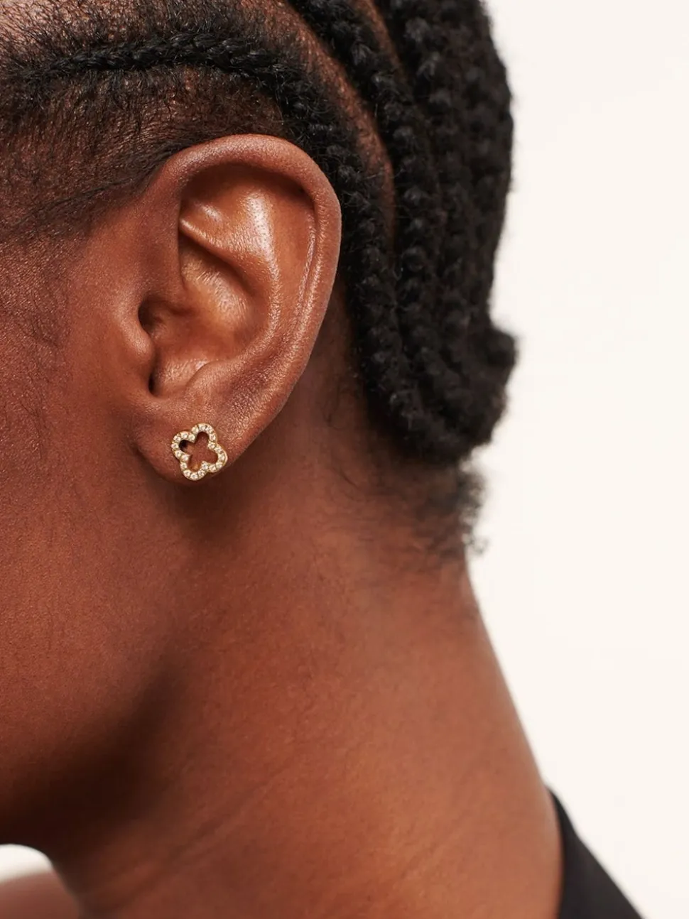 D.Louise Waterproof Pave Clover Studs Earrings