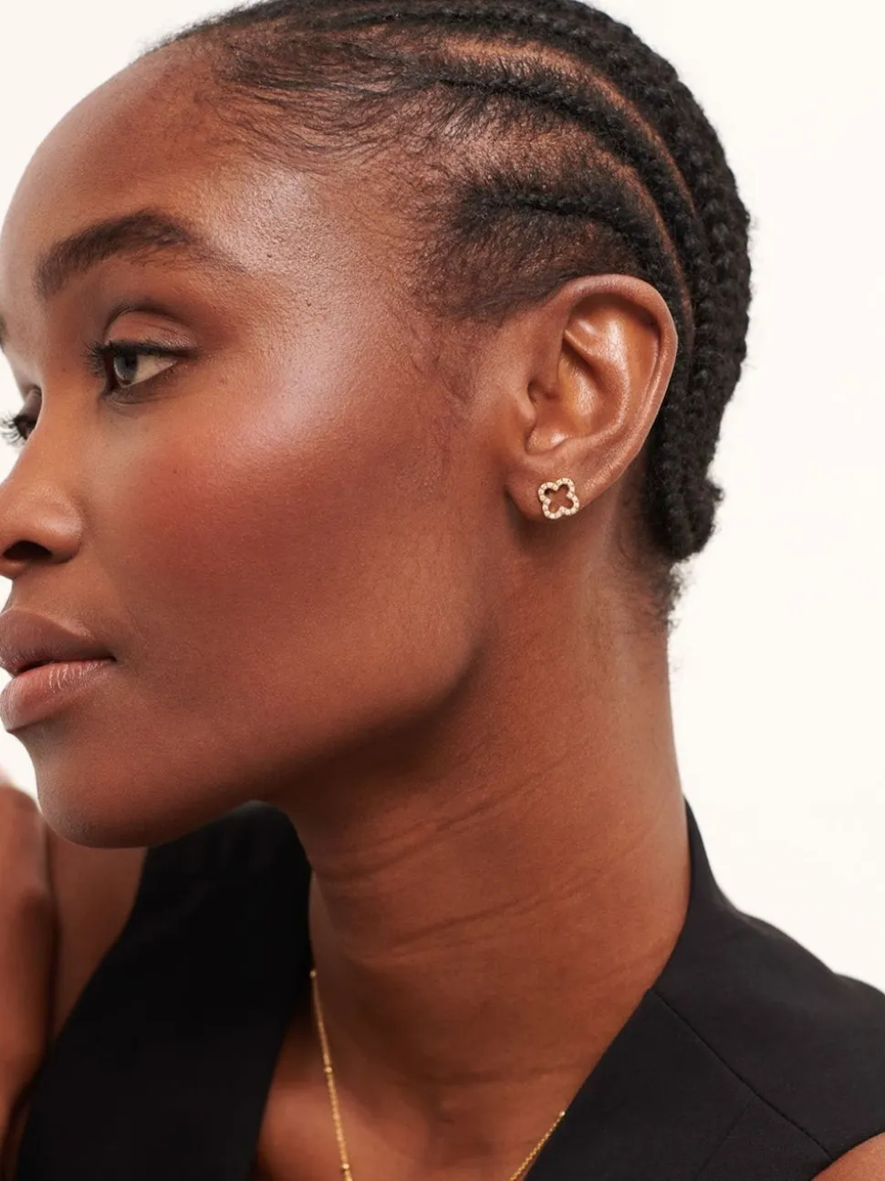 D.Louise Waterproof Pave Clover Studs Earrings