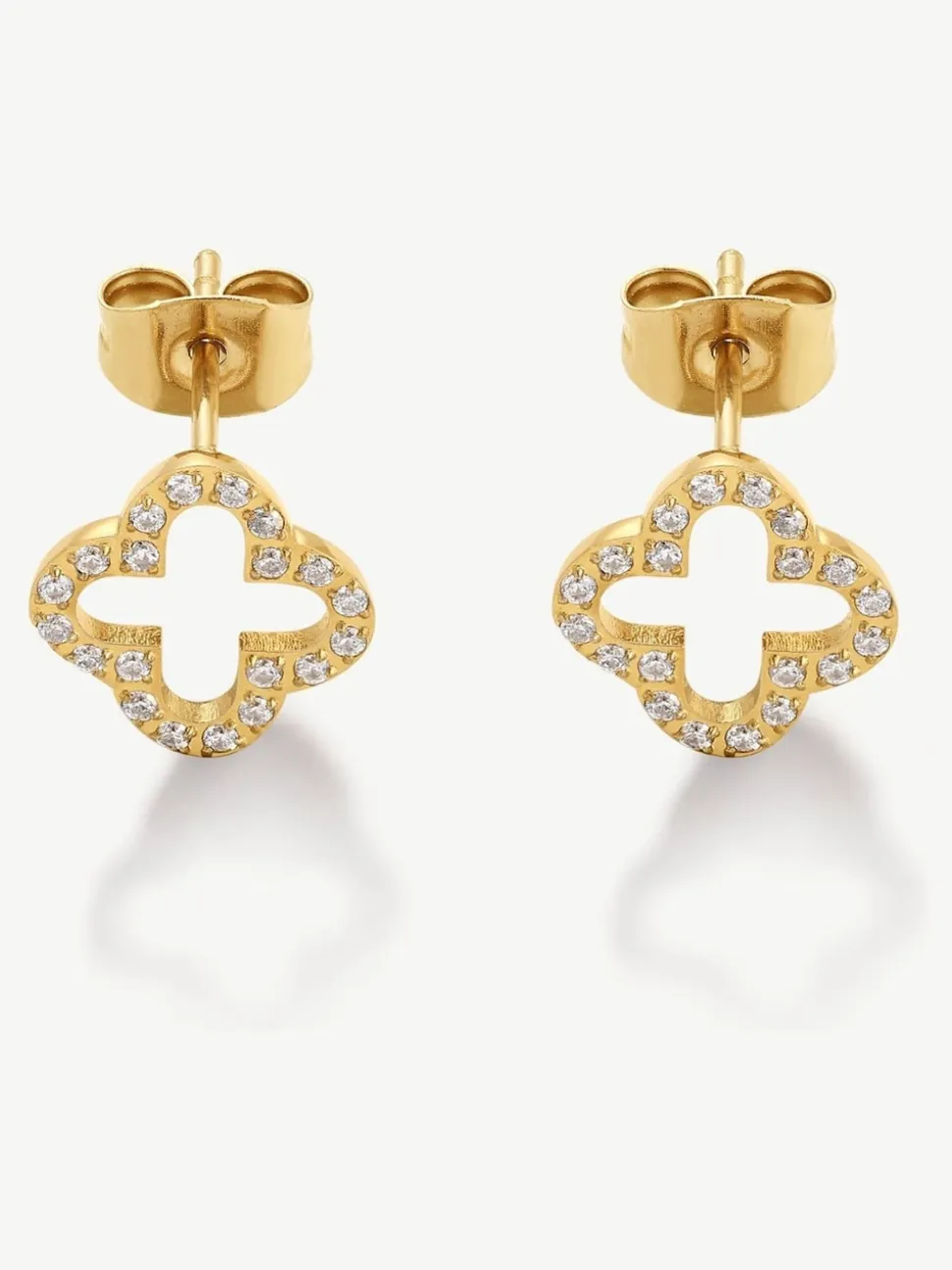 D.Louise Waterproof Pave Clover Studs Earrings