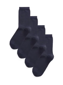 Donkerblauw - 4 Paar enkelsokken van modal