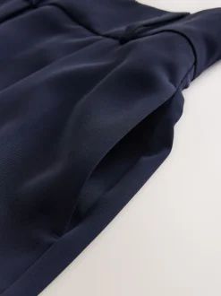 Donkerblauw - Broek met wijde pijpen en elastiek in de achterkant