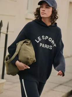 Donkerblauw - Compact Cosy Graphic Long Sleeve Hoodie