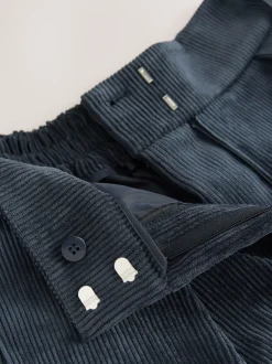 Donkerblauw - Corduroy broek met wijde pijpen