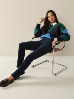 Donkerblauw - Corduroy skinny broek