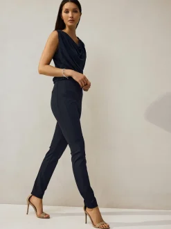 Donkerblauw - Corrigerende broek met grote zakken